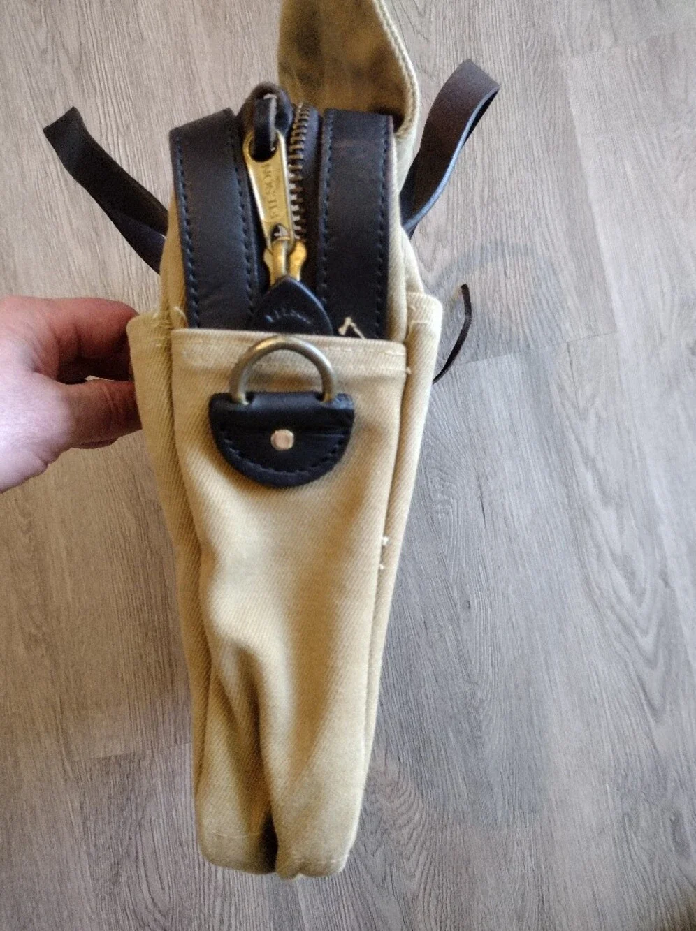 Filson Rugged Twill And Bridle Leather Briefcase W/ Shoulder Strap